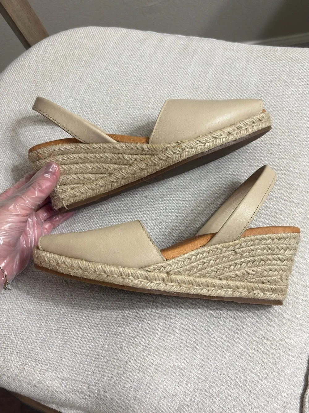 Women's Size 8.5 Spanish Leather Slingback Wedges